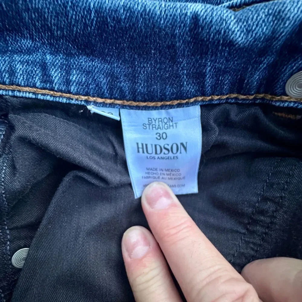 Hudson Byron Straight Jeans Mens 30 Blue Medium Wash Premium Denim